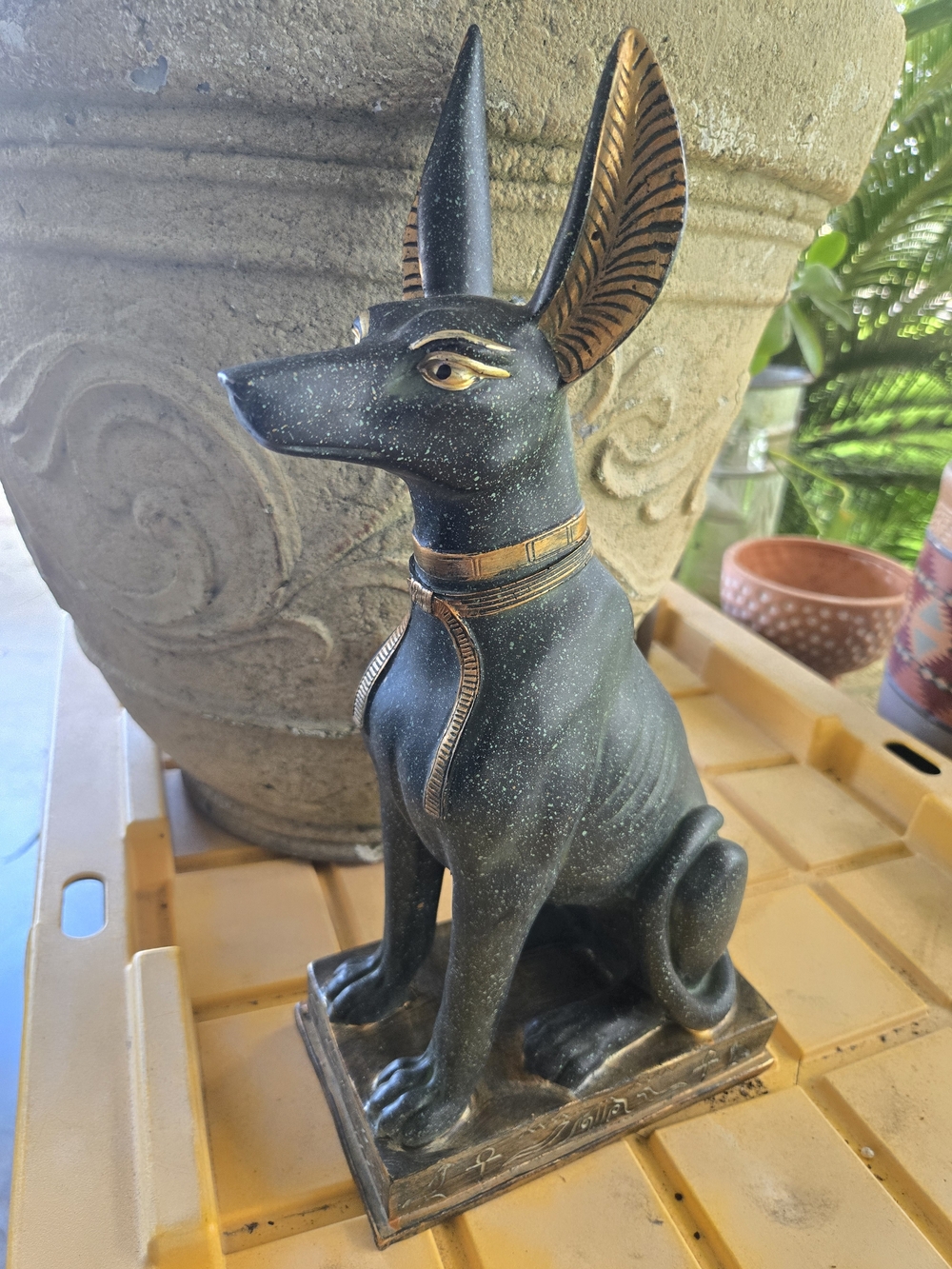 Vintage Black and Gold Egyptian Anubis Statue